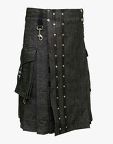 STRAPS ON A HEAVY DENIM KILT - Scottish Kilt Jacket™ USA-UK